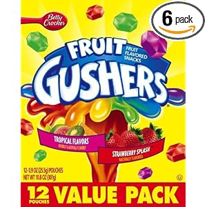 Fruit Gushers Fruit Flavored Snacks, Variety Pack, 12-Count Pouches (Pack of 6) by Fruit Gushers