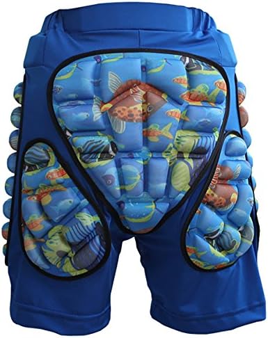 4UGoods Kids EVA Padded Shorts Ski Skate Hip Pad Protective Gear Pants (Blue, XS ( Waist 19.6"-22.3"))