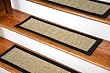 Dean Attachable Non-Skid Sisal Carpet Stair Treads - Desert/Black (Set of 13)