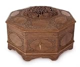 Walnut jewelry box, 'Ecstatic Art Blossom'