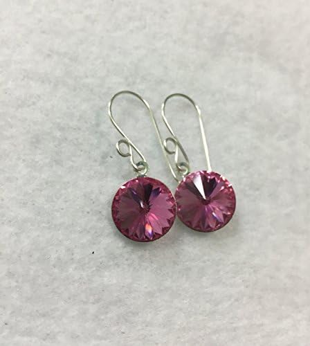 Rose /Pink Swarvorski 14mm drop bling earrings
