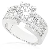 One of a Kind 4-1/6ctw Certified Round & Baguette Diamond Ring in 18kt White Gold