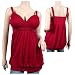 Red Low Cut V-Neck Rhinestone Plus Size Tunic Top