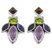 Exquisite 10.7 Cttw. Multi-Gemstone Floral Silver Dangle Earrings