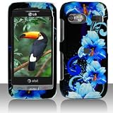 Blue Flower Snap on Hard Skin Shell Cover Case for Lg Vu Plus Gr700 + Belt Clip