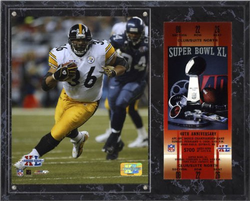 Jerome Bettis Sublimated 12x15 Plaque | Details: Pittsburgh Steelers,, Super Bowl XL, with Replica ticket