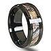 8mm Black Beveled Titanium Comfort Fit Wedding Bands with Desert Camouflage Inlay Hunting Bands for Men Women Promise Engagement Matching Rings for Couples Holiday Birthday Gift for Boyfriend Girlfriend