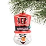 Cincinnati Bengals Top Hat Snowman Blown Glass Ornament