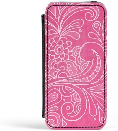 White Floral Swirls on Baby Pink Premium Faux PU Leather Case, Protective Hard Cover Flip Case for Apple® iPhone 5 / 5s by UltraCases + FREE Crystal Clear Screen Protector