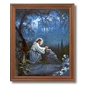 Jesus Christ Praying At Gethsemane Religious Picture Oak Framed Art Print