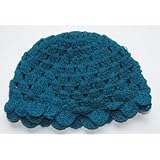 A Girl Company Dark Turquoise Crochet Beanie Hat with Double Ruffle for Baby