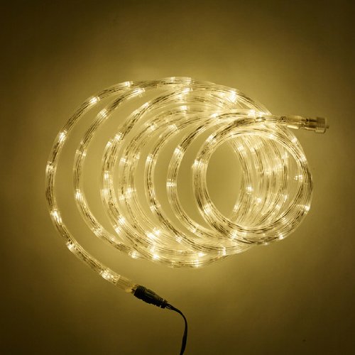 examen Cordon Tube Lumineux Solaire Raccordable, 200 LEDs Blanches Chaudes, 10m, Type U, 8 Jeux de Lumière