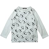 《H28年秋冬物》 nico hrat(ニコフラート) 製品洗い加工済み 42/2天竺ペンギン長袖Tシャツ 100cm/OW B-260267