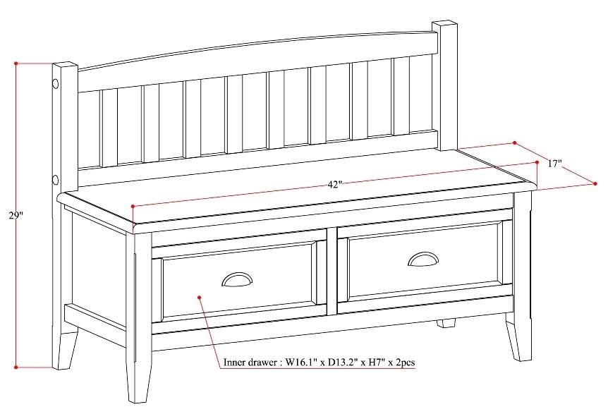 Simpli Home Burlington Entryway Storage Bench with Drawers