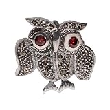 Eve's Addiction Sterling Silver Marcasite Owl Pin