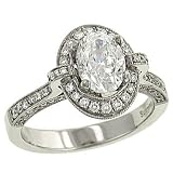 Milgrain Pave Diamond Engagement Ring .46cttw (cz ctr)
