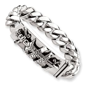 Ed Hardy True Love and Dagger ID Link Bracelet for Men