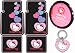 Hello Kitty Hearts Design 6pc Combo Set Front & Rear Floor Mats, Steering Wheel Cover & Keychain