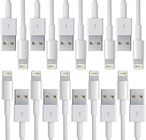 Wholesale Lot of RocketBus Replacement Cable USB 5-Pin Charger Cords for iPhone Five 5 5s Six 6 6 Plus 6s (New 10 Pack)