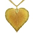 Heart Shaped 24K Gold Overlay Leaf Pendant on Multi Chain Necklace