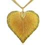 Heart Shaped 24K Gold Overlay Leaf Pendant on Multi Chain Necklace