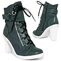 New Blue Denim Army Combat Military Lace Up Heel Ankle Boots Sz 3-8