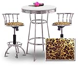 IMAGE OF Chrome Bar Table & 2 Chrome Adjustable 24