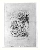 Historic Print (L): [Caricature of Alice in Wonderland with bird with long neck and an ugly duchess]