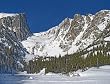 Hallet Peak (left) & Flattop Mountain (right) from Dream Lake, Rocky Mountain National Park, Colorado during winter - 16"x20" Photographic Print by Brendan Reals