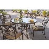 Darlee Ten Star Glass Top Cast Aluminum Outdoor Patio Dining Set With Cushions - 48 Inch Round - Antique Bronze
