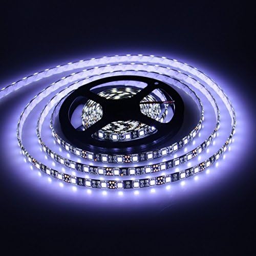 iShining Black PCB 16.4ft 5M Waterproof Flexible strip 300leds Cool White SMD5050 LED Light Strip Kit with DC Plug + 12V 5A Power Supply (Cool White)
