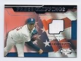 2002 Fleer Box Score Press Clippings Game Used Jersey Pedro Martinez Boston Red Sox