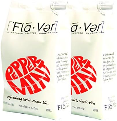 Flaver Artisan Crafted Mints / Candies - 1lb Bag Refill, Peppermint - Pack of 2