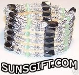 TIBETAN SILVER CLEAR CRYSTAL Magnetic Bracelet GREEN