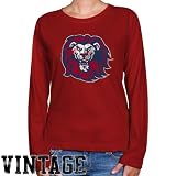 NCAA Loyola Marymount Lions Ladies Garnet Distressed Logo Vintage Long Sleeve Classic Fit Tee