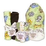 Trend Lab 21080 CHIBI ZOO BOUQUET SET - ALL 3 BOUQUETS - HOODED TOWEL (# 101963) and 5 PACK OF WASH CLOTHS (# 101961) and 4 PACK OF BURP CLOTHS (# 101957)