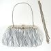 Satin Evening Vanity Handbag Clutch Purse Silver