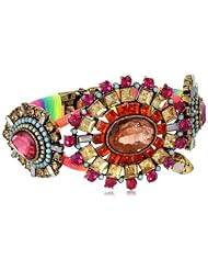 Betsey Johnson "St. Barts" Crystal Gem Multi-Colored Wrapped Hinged Bangle Bracelet, 8"
