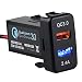 Cllena Dual USB Port Charger Socket Quick Charge 3.0 & 2.4A for Toyota