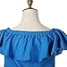 Kingte Womens Blue Jean Legging Off Shoulder Ruffle Mini Dress Silvery Necklace Gift