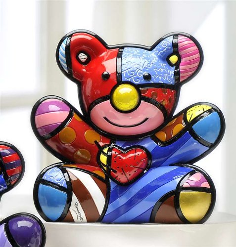 New Romero Britto Cuddly Bear Ceramic Figurine 