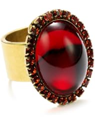 Liz Palacios "Piedras" Red Swarovski Crystallized Cabochon Ring, Size 7