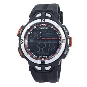 Armitron Men\’s 408233ORG Chronograph Multi-Function Orange Accented Black Resin Sport Watch