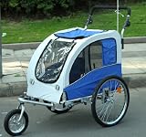 REMORQUE VÉLO POUR CHIENS 360° PIVOTANT+AMORTISSEUR+RÉFLECTEURS+DRAPEAU NEUF