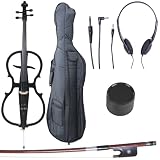 Cecilio 4/4 CECO-1BK Black Metallic Electric Cello with Ebony Fittings in Style 1 (Full Size)