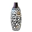 Handmade Black And White Ceramic Flower Bud Vase With Chinese Style Floral Design