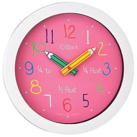Kids Clock - Tell The Time clocks - Wall Clock, Pink - London Clock Company