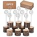 Toncoo 10Pcs Premium Wood Place Card Holders with Swirl Wire and 20 Pcs Kraft Place Cards, Rustic Wood Table Number Holders Stands, Name Cards Photo Holders for Wedding Party Sign Food Cards Label