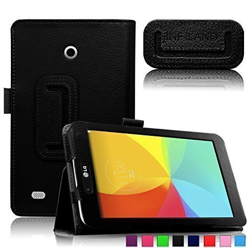 Infiland Folio PU Leather Case Smart Fit Cover For 7inch LG G PAD 7.0 V400 / LTE V410 / VK410 / UK410 Tablet Only (7inch LG G PAD 7.0 V400,Black)