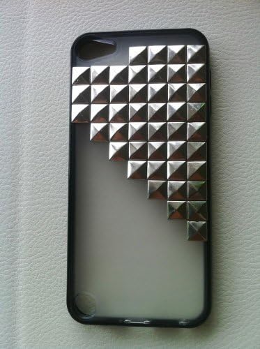 Shapotkina Punk Style DIY MP4 Music Player Case for iPod Touch 5 MP4 Player transparent black Protective Skin with Silver Stud+Westlinke LOGO Stylus